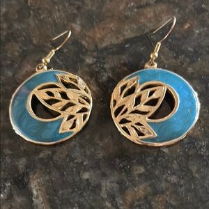 Edgar Berebi Gold and Blue Leaf Earrings